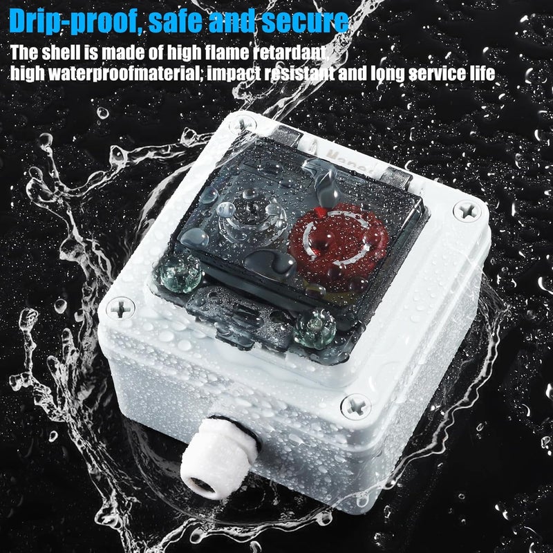 Manesi IP67 Outdoor Waterproof Button Switch Box Emergency Stop Button Switch,Key Button Switch with Protective Cover Anti-Misoperation Switch - Image 3